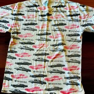 VTG 80s cars graphic print shirt Sessions Skateboards skater 90s retro grunge M